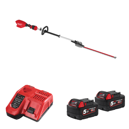 Milwaukee Taille haie sur perche 18V M18 FHETE22-0 + 2 batteries 18V 5 Ah + 1 chargeur M12-18FC