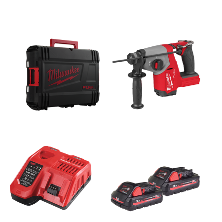 Milwaukee Perforateur SDS Plus 18V M18 FHAC16-302X + 2 batteries HB3 18V 3 Ah + 1 chargeur M12-18FC