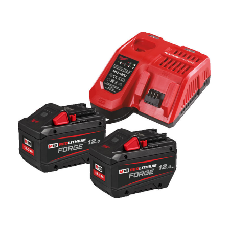 Milwaukee Pack 2 batteries 18V 12 Ah M18 FB12 + chargeur rapide M12-18 FC