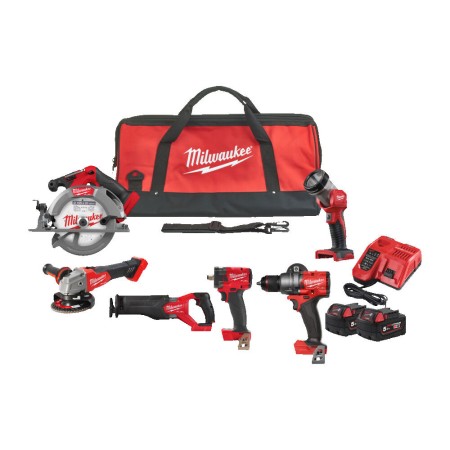 Milwaukee Pack 6 outils 18V M18 FPP6H3-502B (M18 FDP3 + M18 FIW2F12 + M18 FSZ + M18 FSAG125X + M18 FCS552 + M18 TLED)