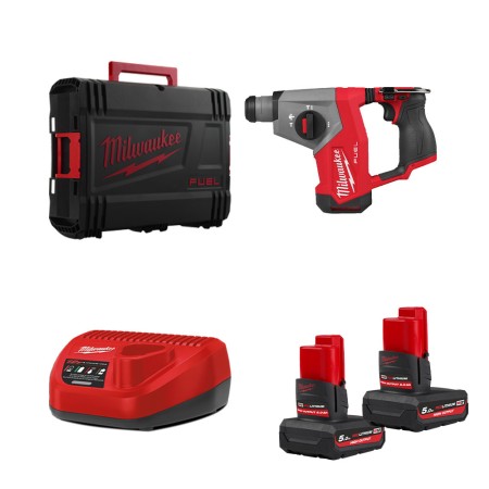 Milwaukee Perforateur SDS Plus 12V M12 FHAC16-0X + 2 batteries 12V HB 5 Ah + 1 chargeur C12C