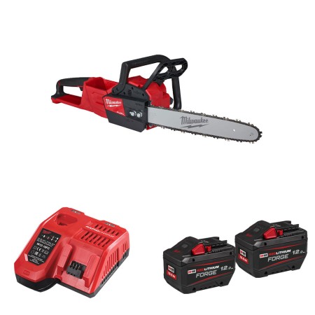 Milwaukee Tronçonneuse 18V M18 FCHS-0 + 2 batteries Forge 18V 12 Ah + chargeur M12-18FC