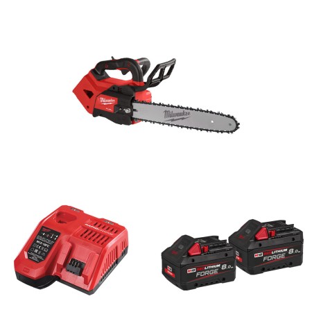 Milwaukee Tronçonneuse d'élagage 35 cm M18 FTHCHS35-802 + 2 batteries Forge 18V 8 Ah + chargeur M12-18 FC