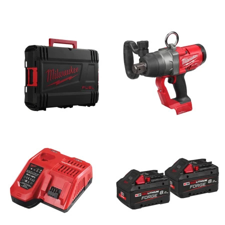 Milwaukee Boulonneuse à chocs 18V M18 ONEFHIWF1-802X + 2 batteries Forge 8 Ah + chargeur M12-18 FC