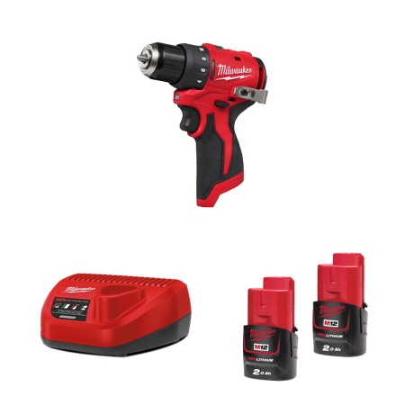Milwaukee Perceuse visseuse 12V M12 BLDDRC + 2 batteries 12V 2 Ah + 1 chargeur C12C