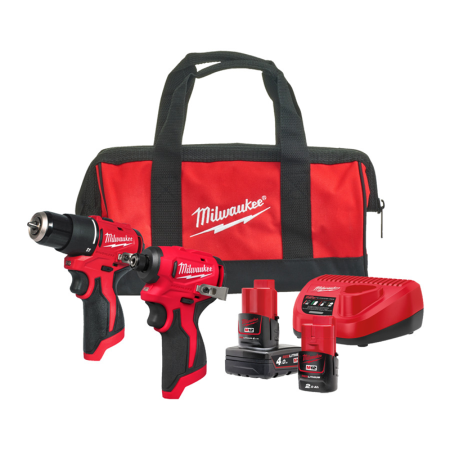 Milwaukee Pack 2 outils 12V M12 BLPP2B-422B (Perceuse visseuse à percussion M12 BLPDRC-0 + Visseuse à chocs 12V M12 BLIDRC-0)