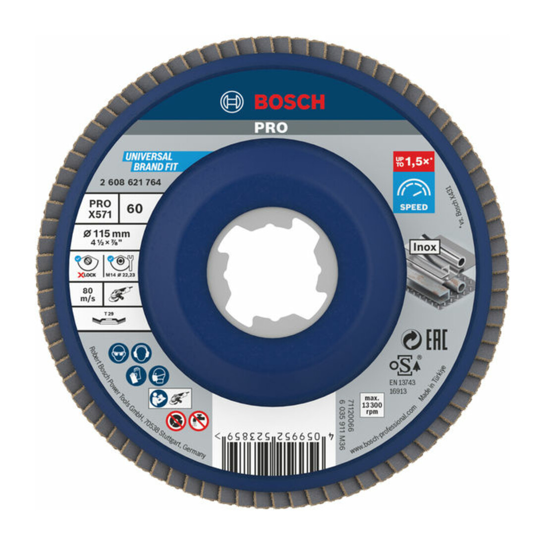 Bosch Disque à lamelles X-LOCK X571 Best for Metal diamètre 115 mm grain 60