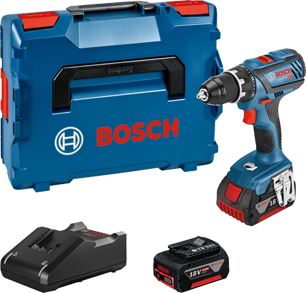Bosch Perceuse-visseuse 18V GSR18V-28 + 2 batteries 4Ah + chargeur en coffret L-BOXX