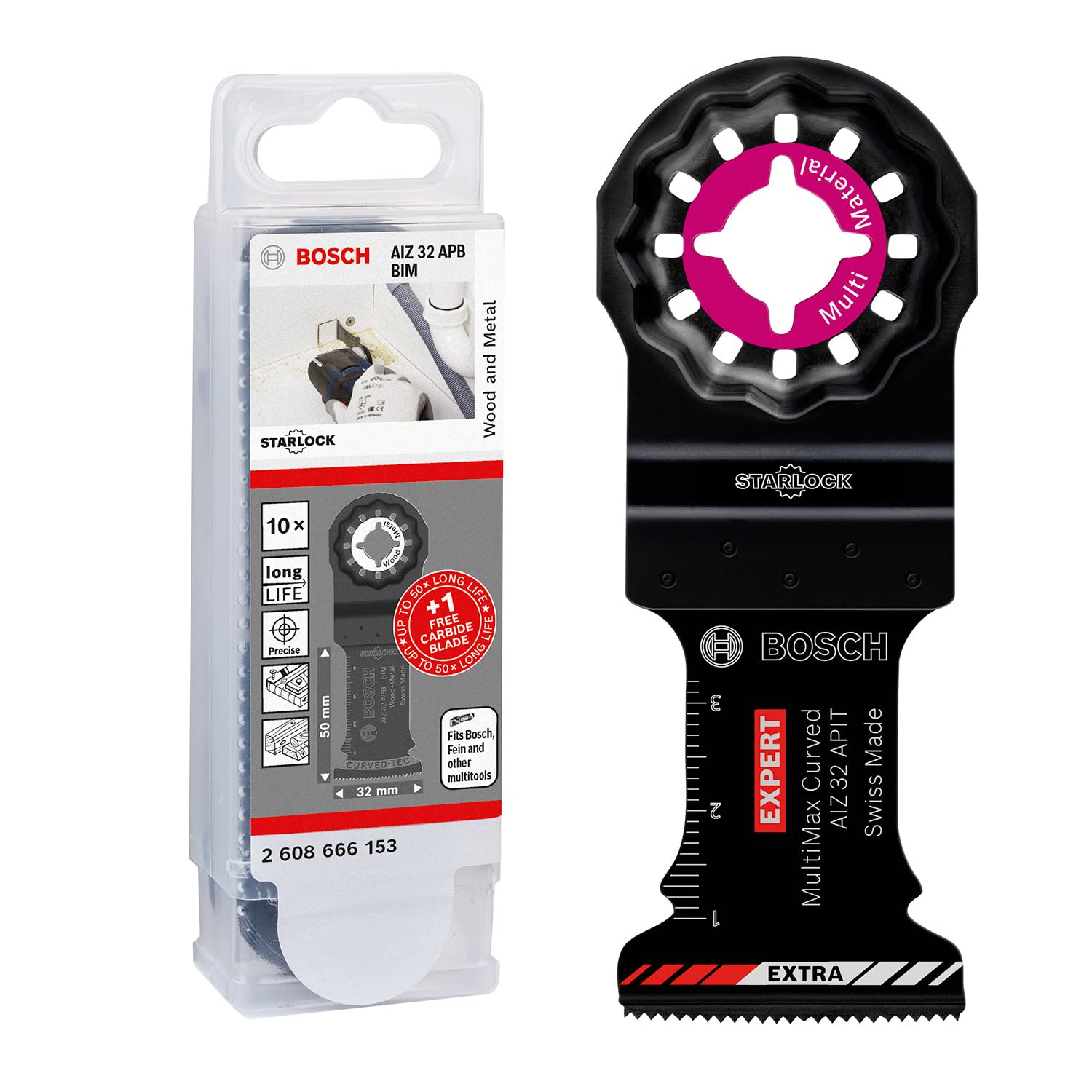 Bosch Jeu de lames de scie pour scie égoïne multifonctions, AIZ 32 APB + 1 EXPERT AIZ 32 APIT , 10 pces.
