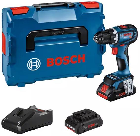 Bosch Perceuse visseuse 18V GSR 18V-90C moteur sans charbon + 2 batteries Procore 4Ah + chargeur en coffret L-BOXX