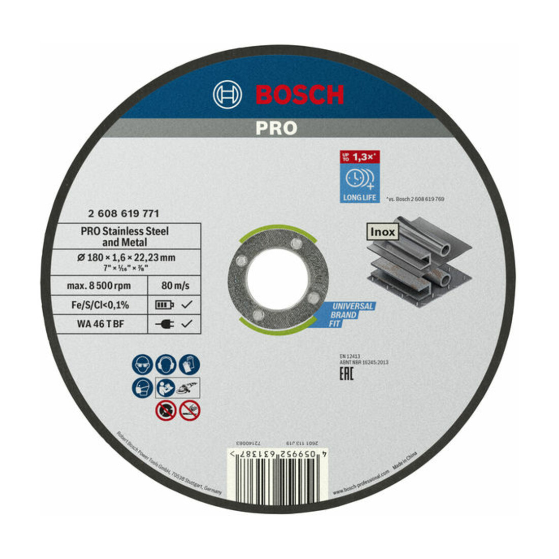 Bosch Disque à tronçonner Standard for Inox , diamètre 180 mm