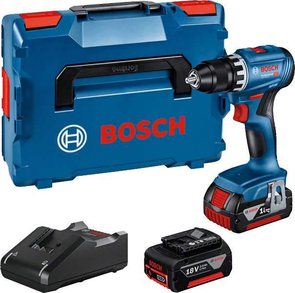 Bosch Perceuse-visseuse 18V GSR 18V-45 + 2 batteries GBA 3Ah + chargeur en coffret L-BOXX