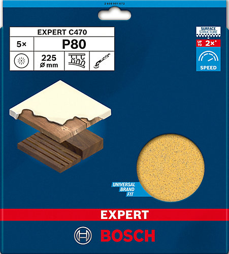 Bosch 5 disques abrasifs Expert C470 Ø225mm grain 80