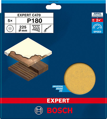 Bosch 5 disques abrasifs Expert C470 Ø225mm grain 180