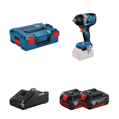 Bosch Boulonneuse / Visseuse à chocs GDS 18V-750 C + 2 batteries GBA 18V 4 Ah + Chargeur GAL 18V-40