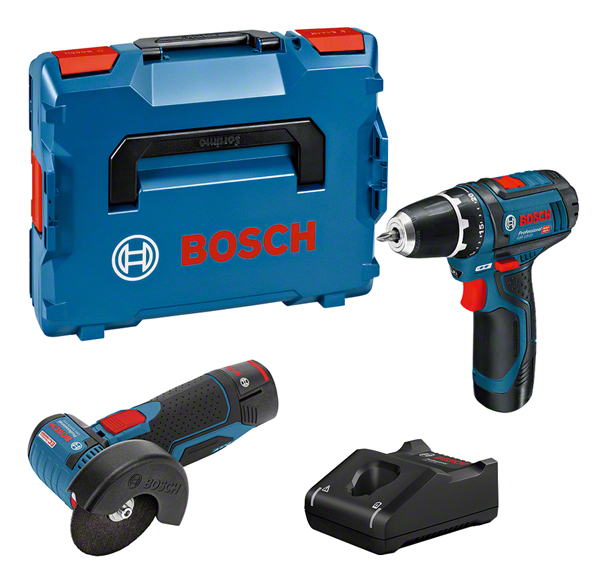 Bosch Kit Combo avec 2 outils 12V : GSR 12V-15+ GWS 12V-76 +2x2.0Ah + GAL 12V-40 (L)