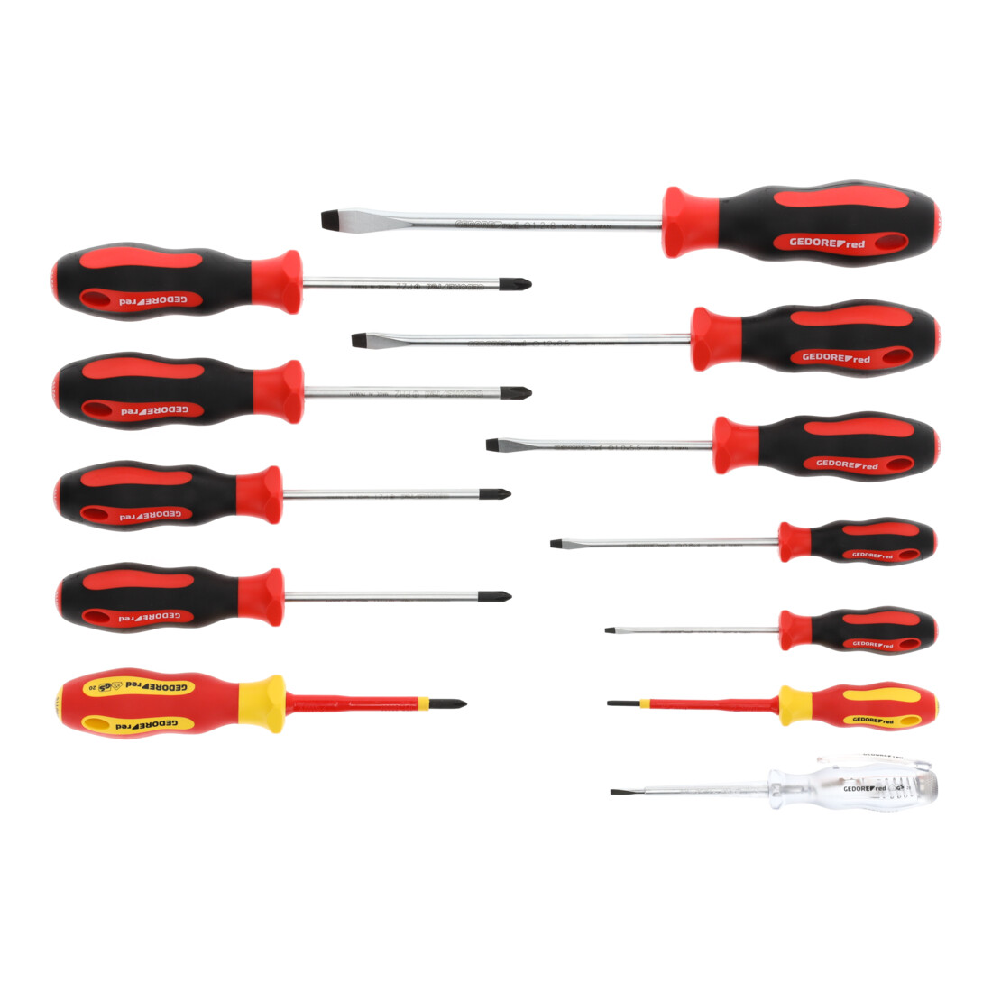GEDORE Jeu de tournevis rouges Gedore PH+PZ+LS 2K 12 pcs
