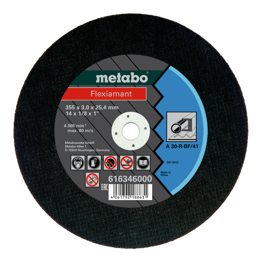 Metabo Flexiamant 355x3,0x25,4 Acier, meule de tronçonnage, Forme 41 (616346000)