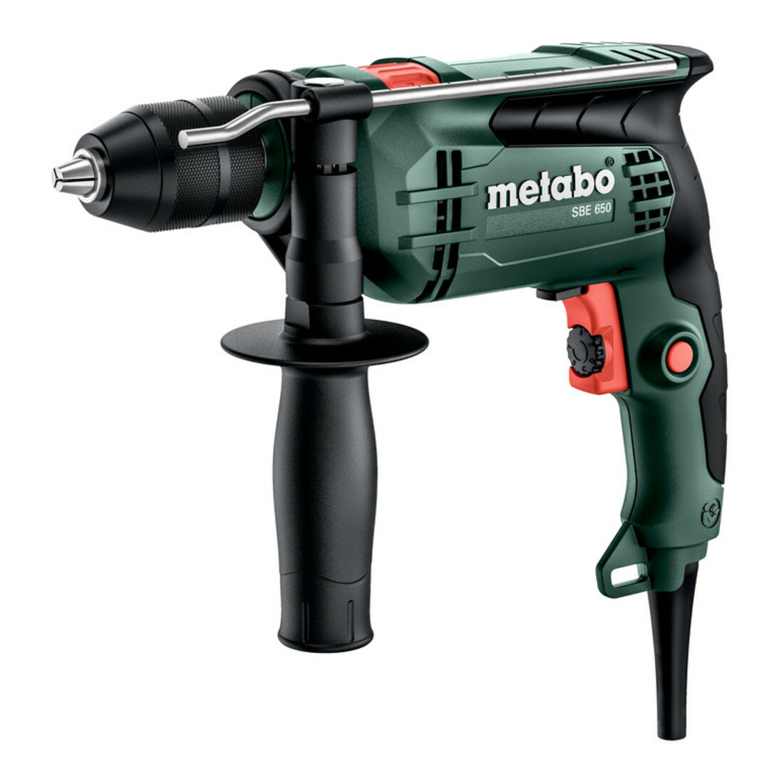 Metabo Perceuse à percussion  SBE 650, carton, mandrin de perceuse à action rapide
