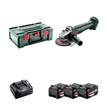 Metabo Meuleuse Ø 125 mm 18V W 18 L 9-125 + 3 batteries 18V 5.2 Ah + 1 chargeur ASC 145