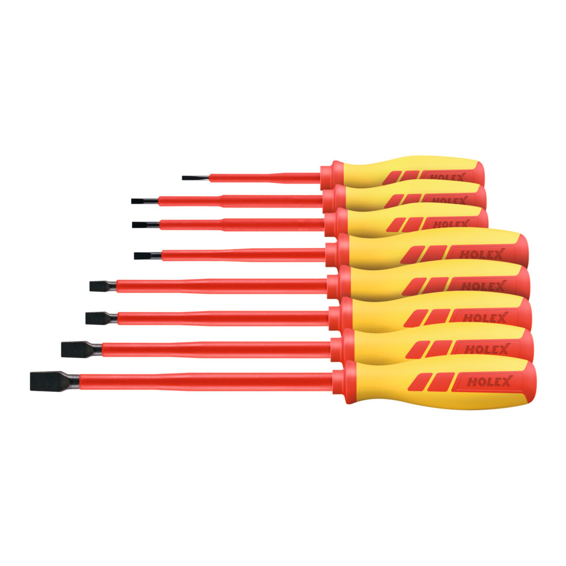 HOLEX Holex Jeu de tournevis d'électricien pour visà fente 100% isolés, Nombre de tournevis: 8