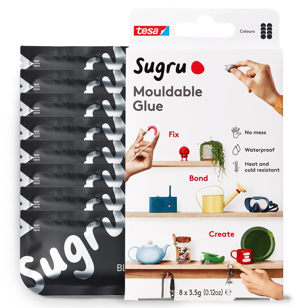 TEAC tesa Sugru formbarer Allzweckkleber 8Stk black