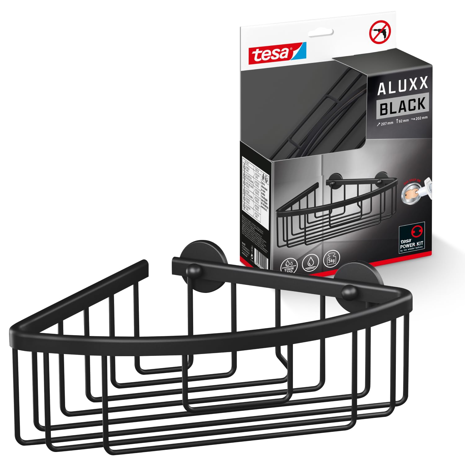 TEAC tesa ALUXX Eckduschkorb Single schwarz