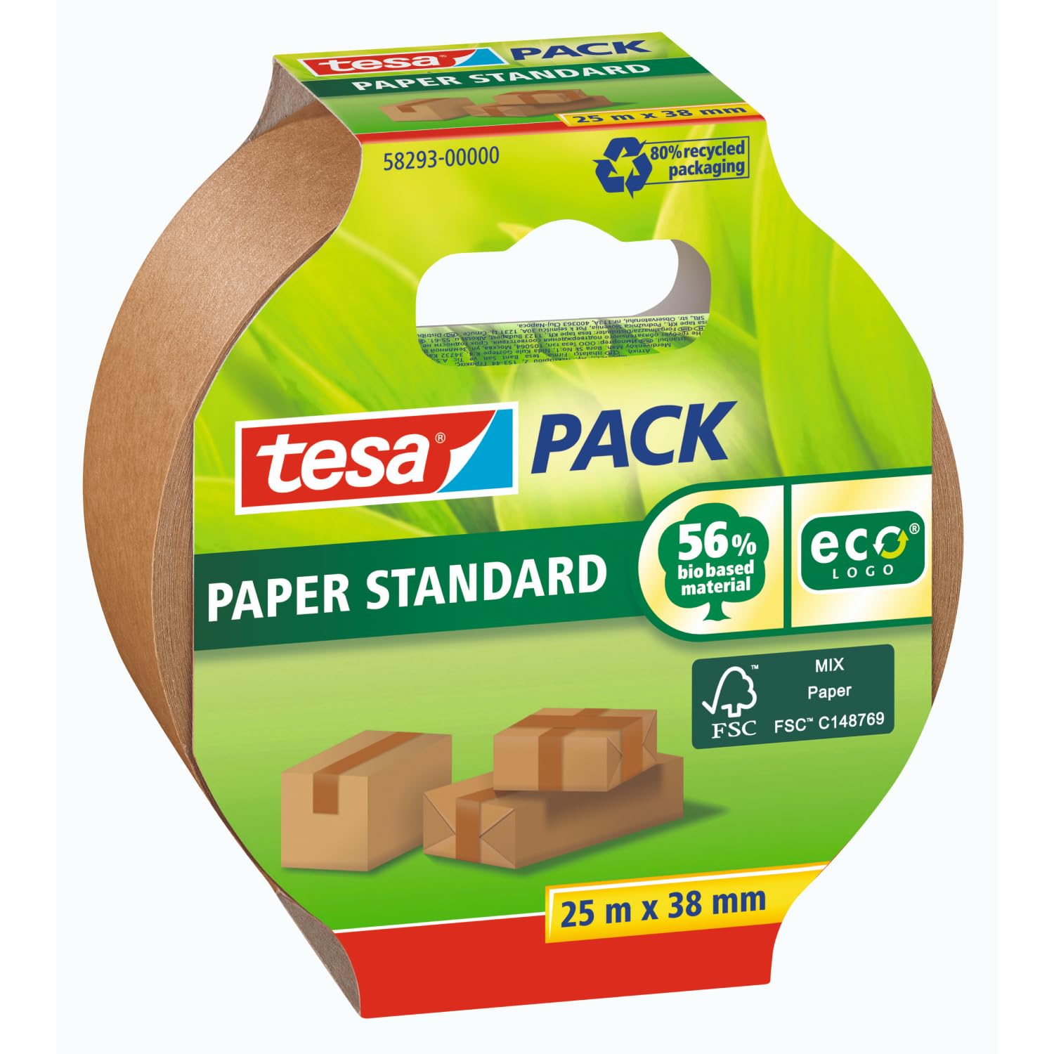 TEAC tesapack Papierklebeband Standard ecoLogo 25m x 38mm
