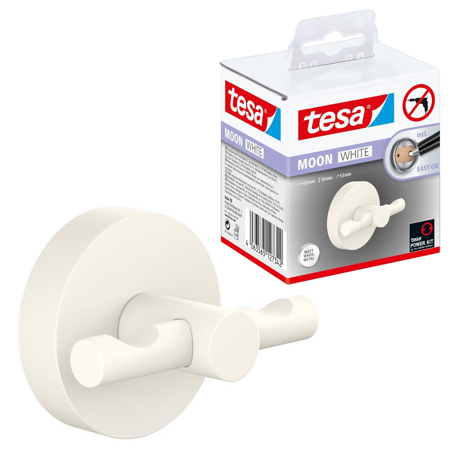 TEAC tesa MOON WHITE Mantelhaken zum Kleben