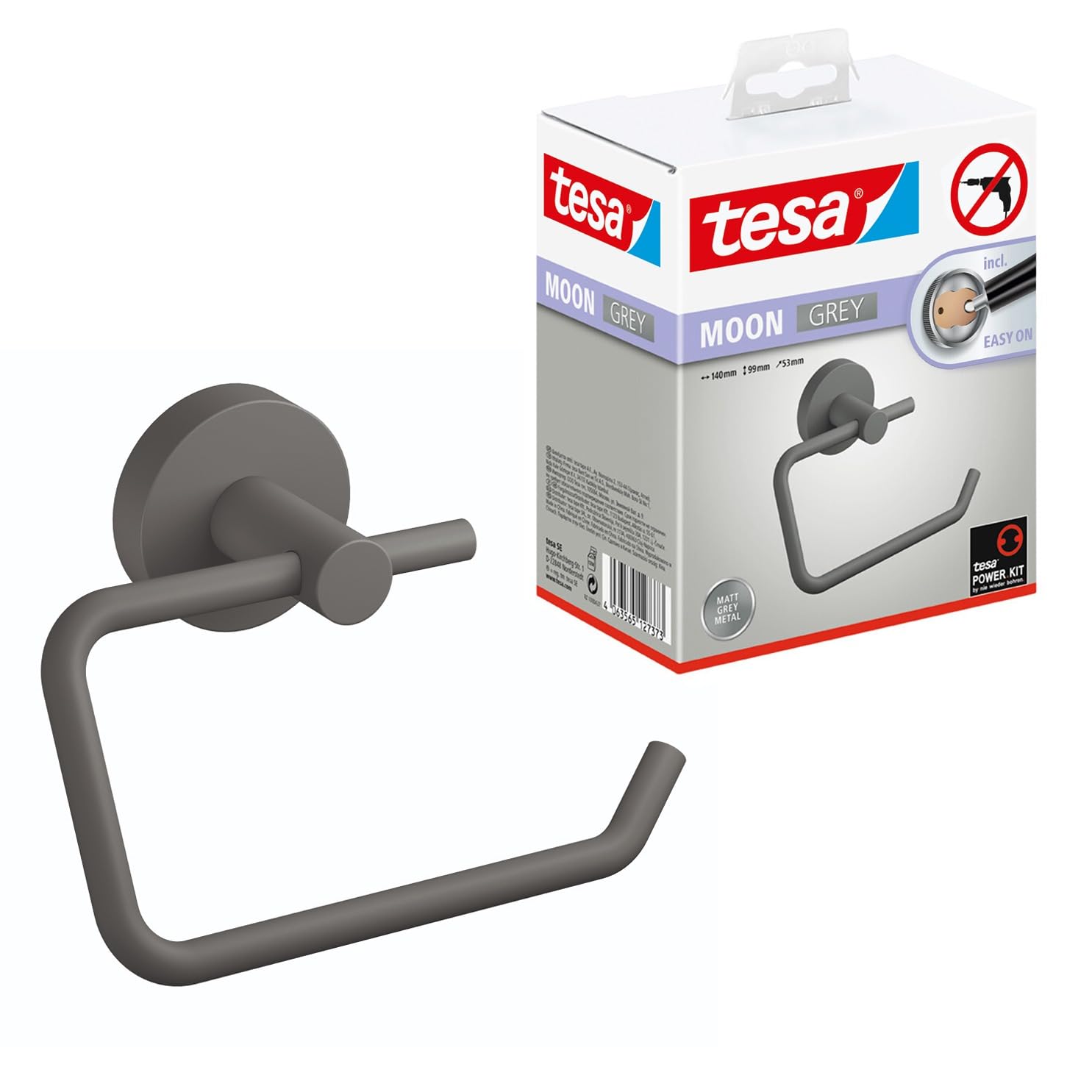 TEAC tesa MOON GREY Toilettenpapierhalter matt inkl. Klebelösung