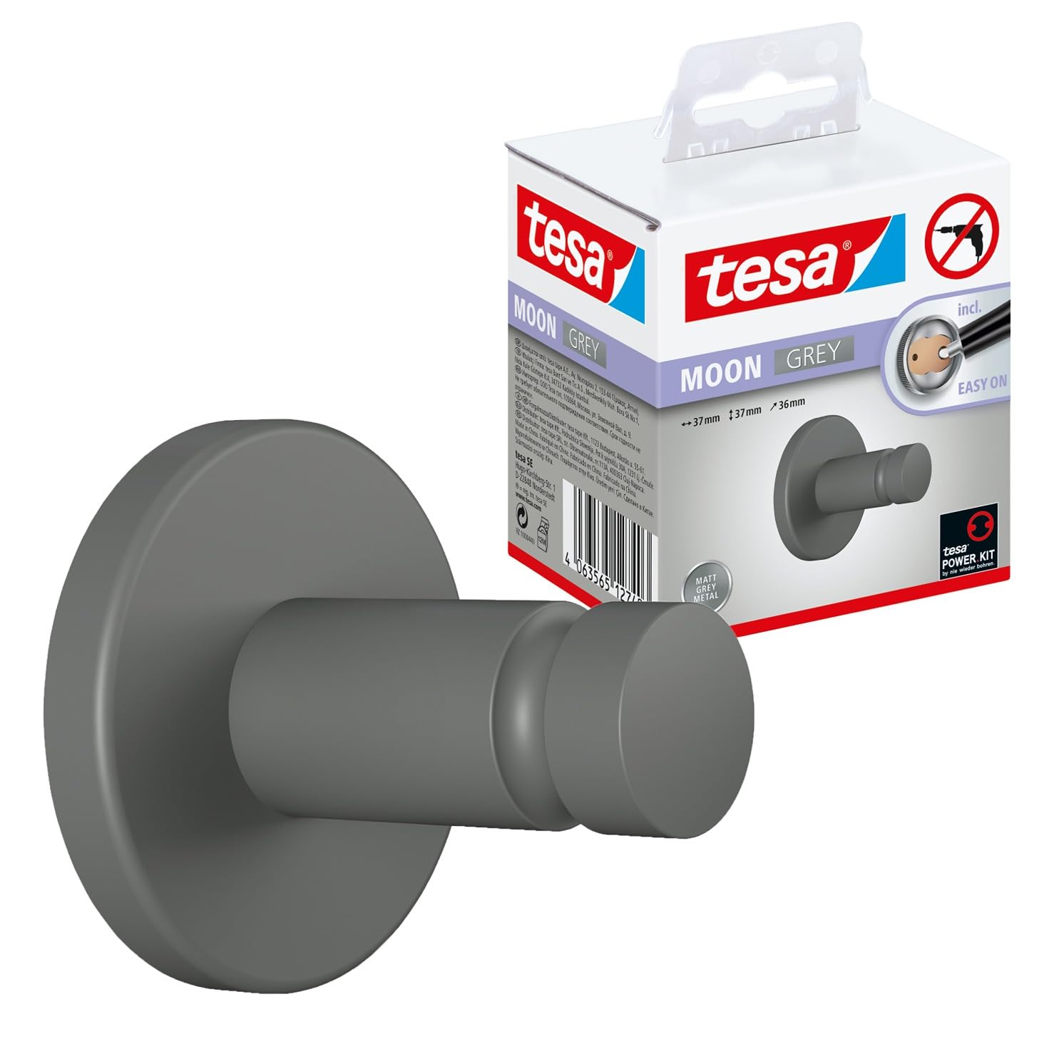 TEAC tesa MOON GREY Handtuchhaken matt inkl. Klebelösung