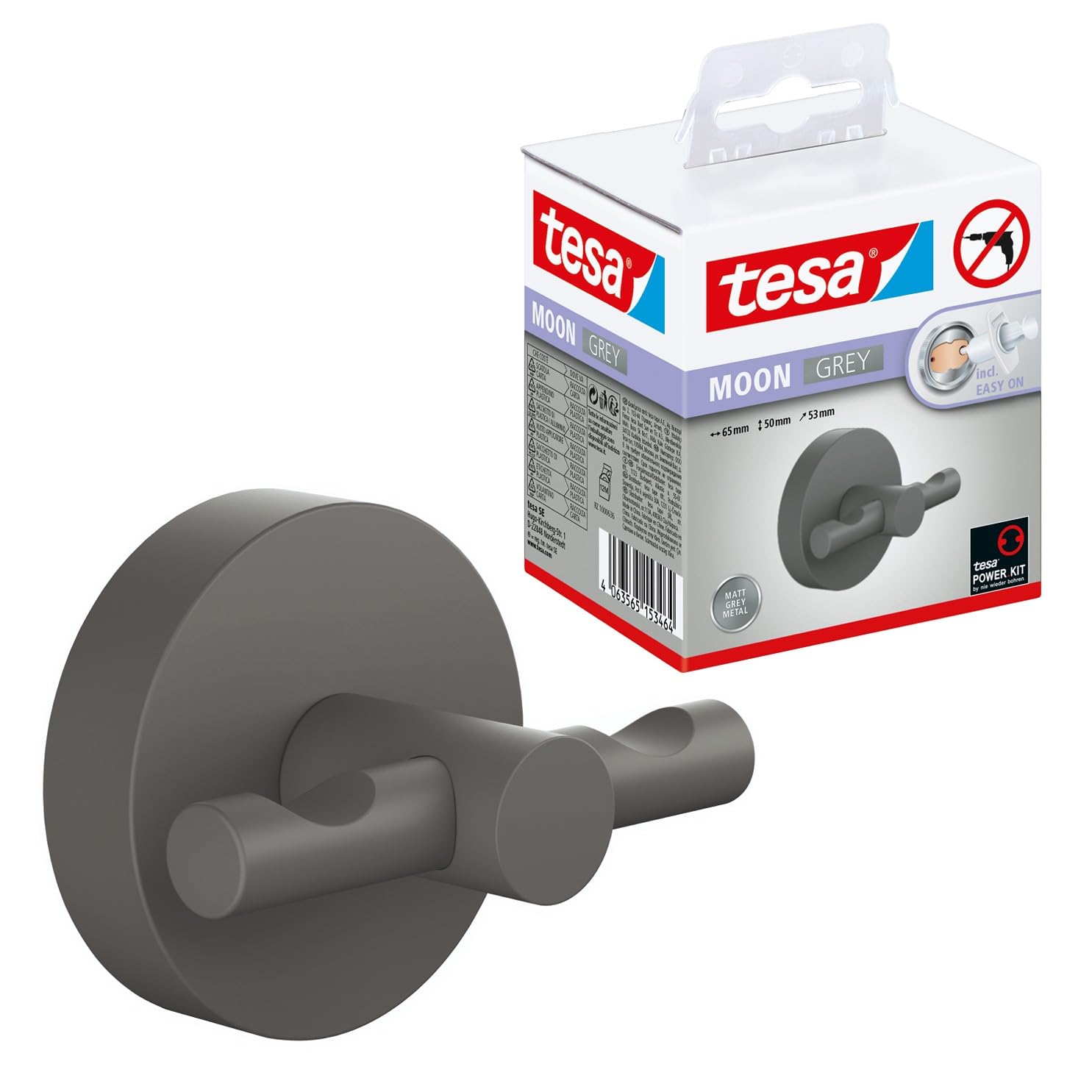 TEAC tesa MOON GREY Mantelhaken mattschwarz