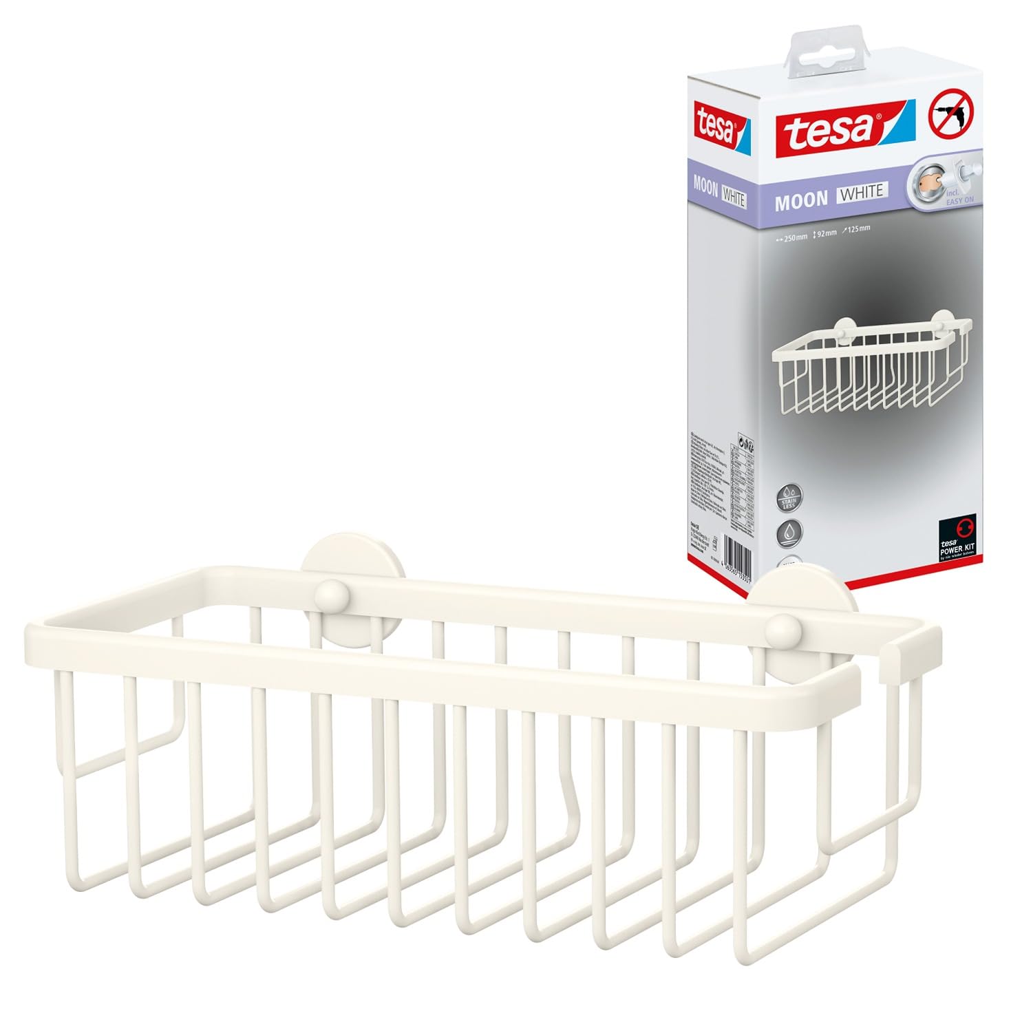 TEAC tesa MOON WHITE Duschkorb einstöckig zum Kleben