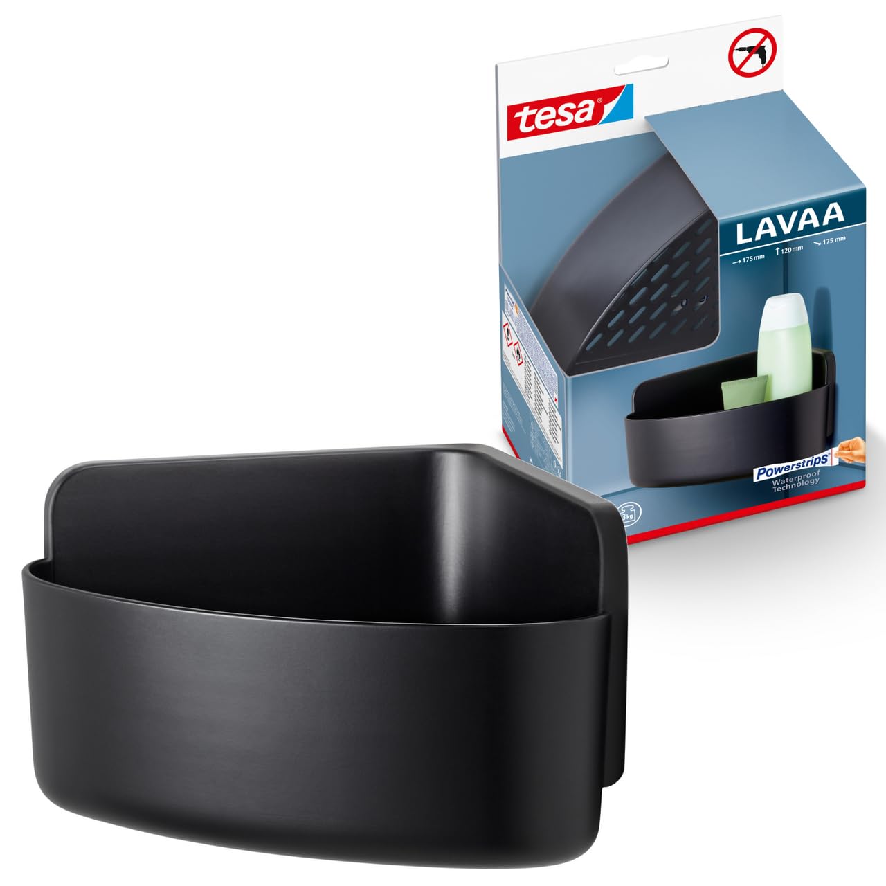TEAC tesa Lavaa Eckduschkorb S mattschwarz 3kg