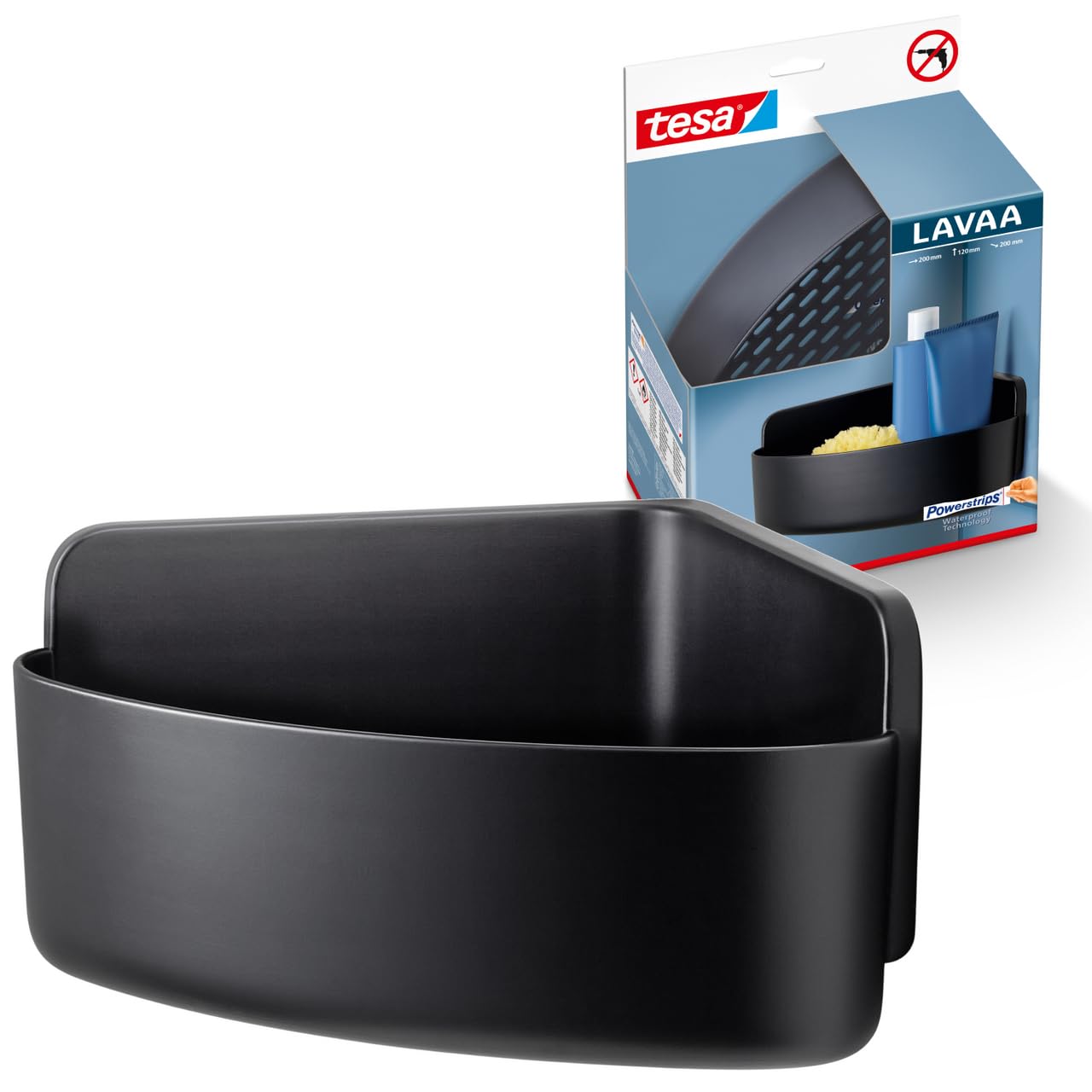 TEAC tesa Lavaa Eckduschkorb M mattschwarz 3kg