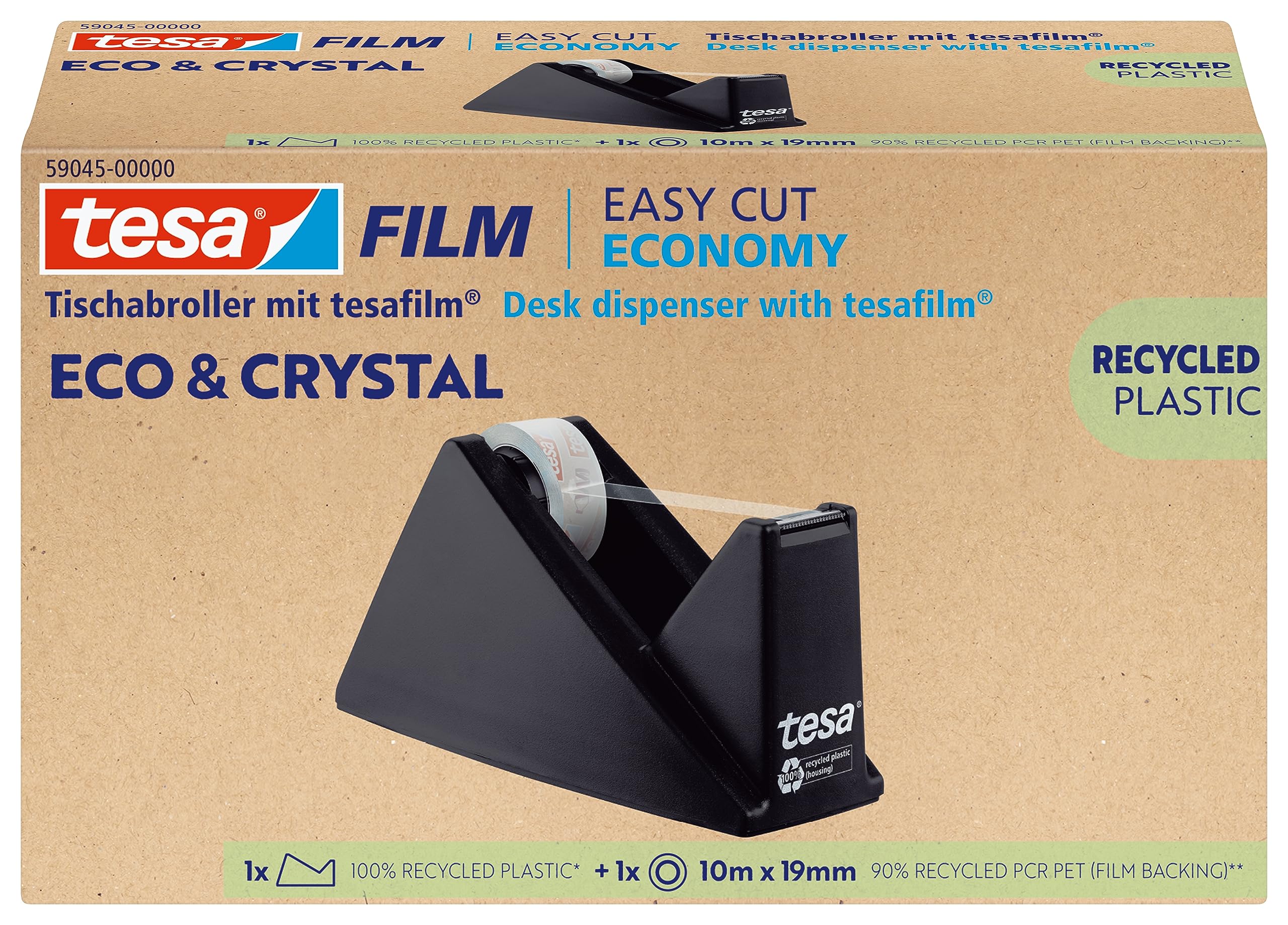 TEAC tesa ECO & CRYSTAL, 1 Rolle 10mX19mm Blister,mit Abroller