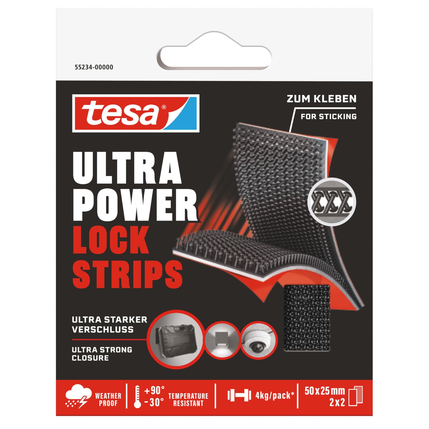 TEAC tesa Ultra Power Lock Strips Klettband 4kg 50mmx25mmx4mm