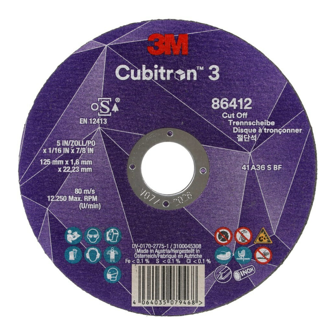 3M CUBITRON Disque de découpe 3 125 x 1,6 mm