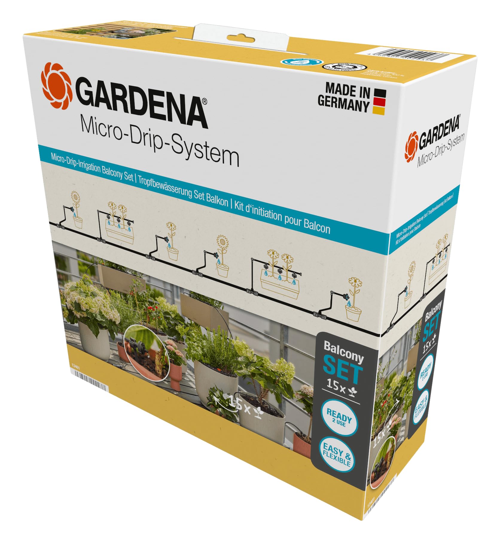 GARDENA MDS Tropfbewässerung Set Balkon (15 Pflanzen)