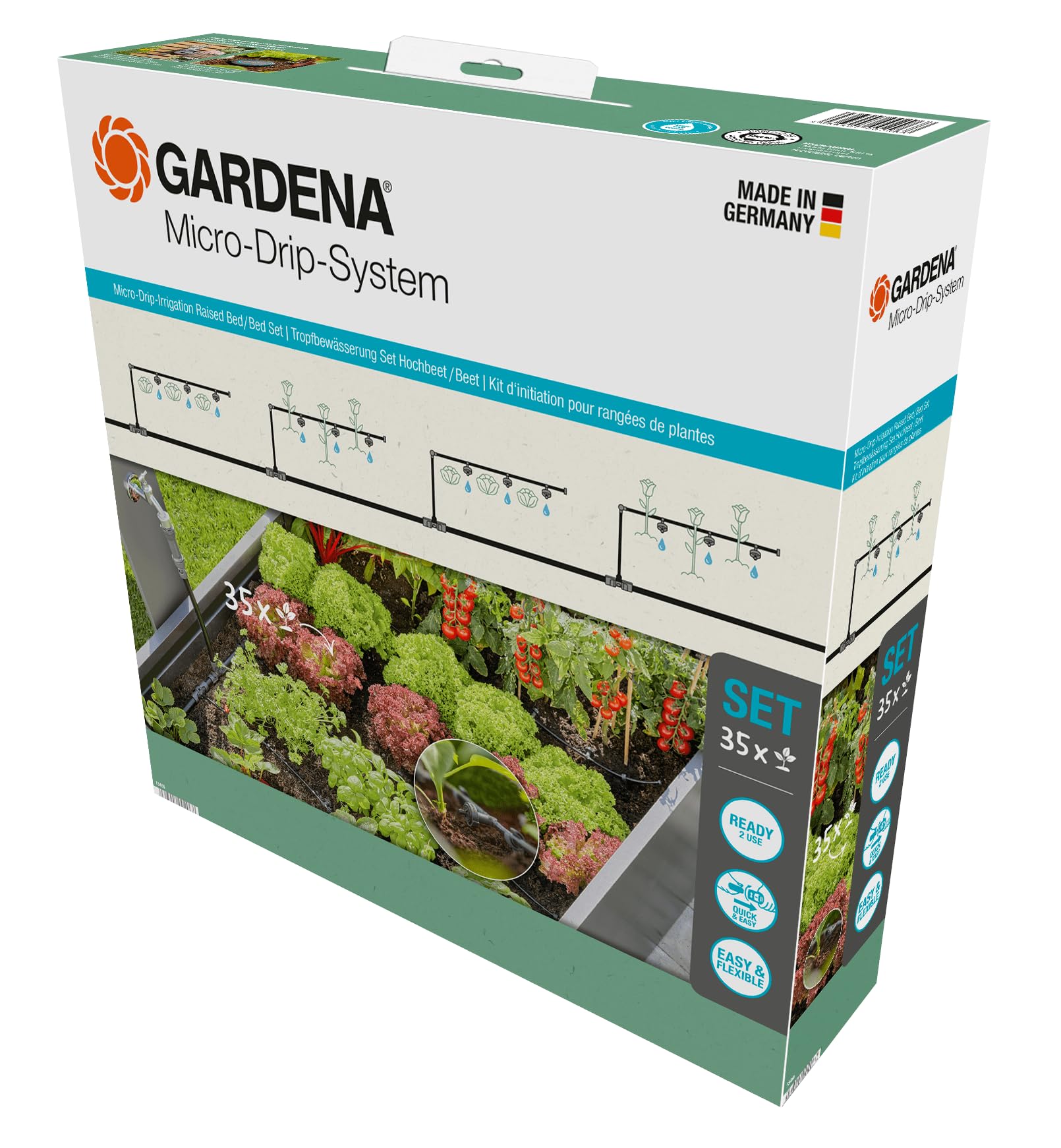 GARDENA MDS Tropfbewässerung Set Hochbeet/Beet 35 Pflanzen