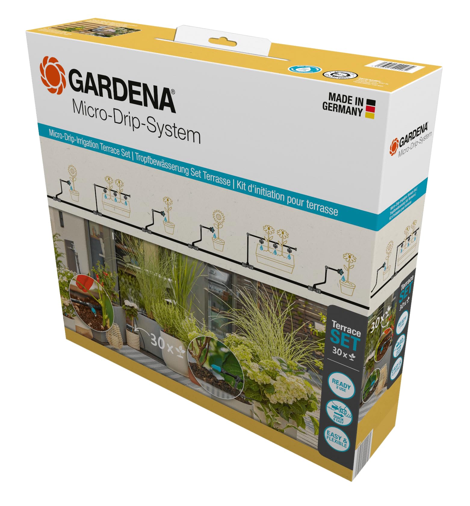 GARDENA MDS Tropfbewässerung Set Terrasse (30 Pflanzen)