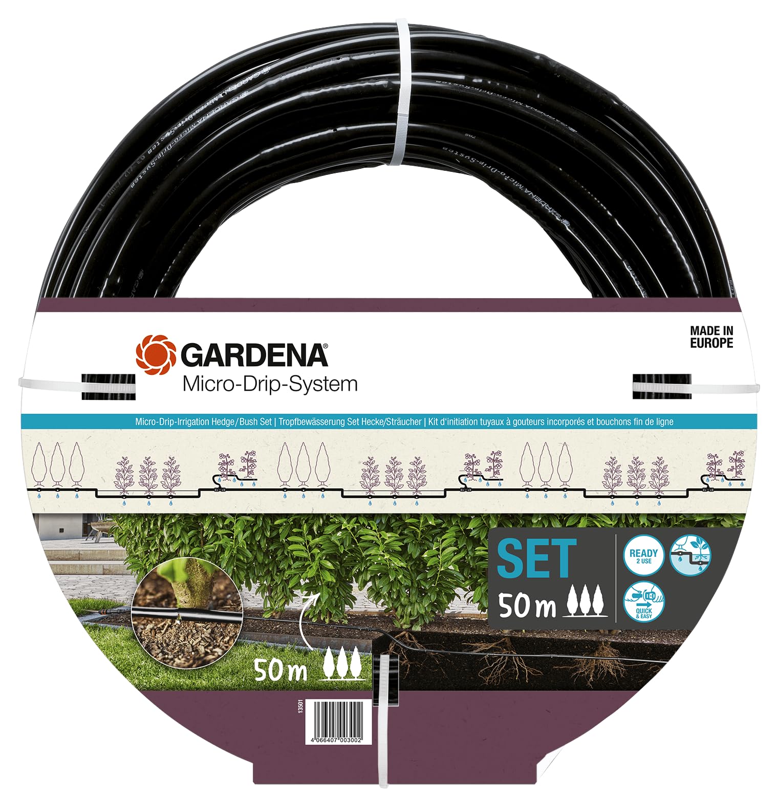 GARDENA MDS Tropfbewässerung Set Hecke/Sträucher (50 m)