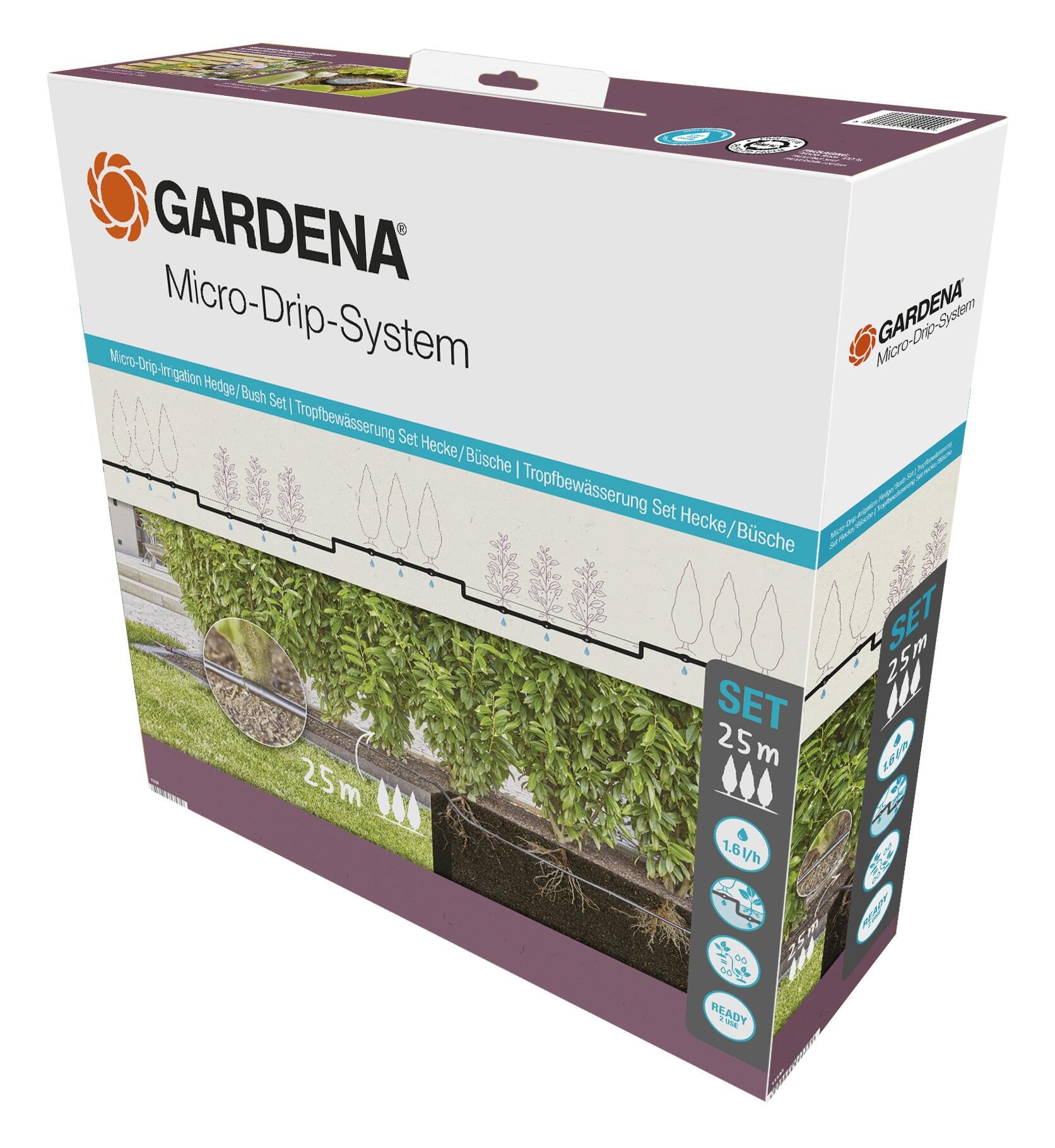 GARDENA MDS Tropfbewässerung Set Hecke/Sträucher (25 m)