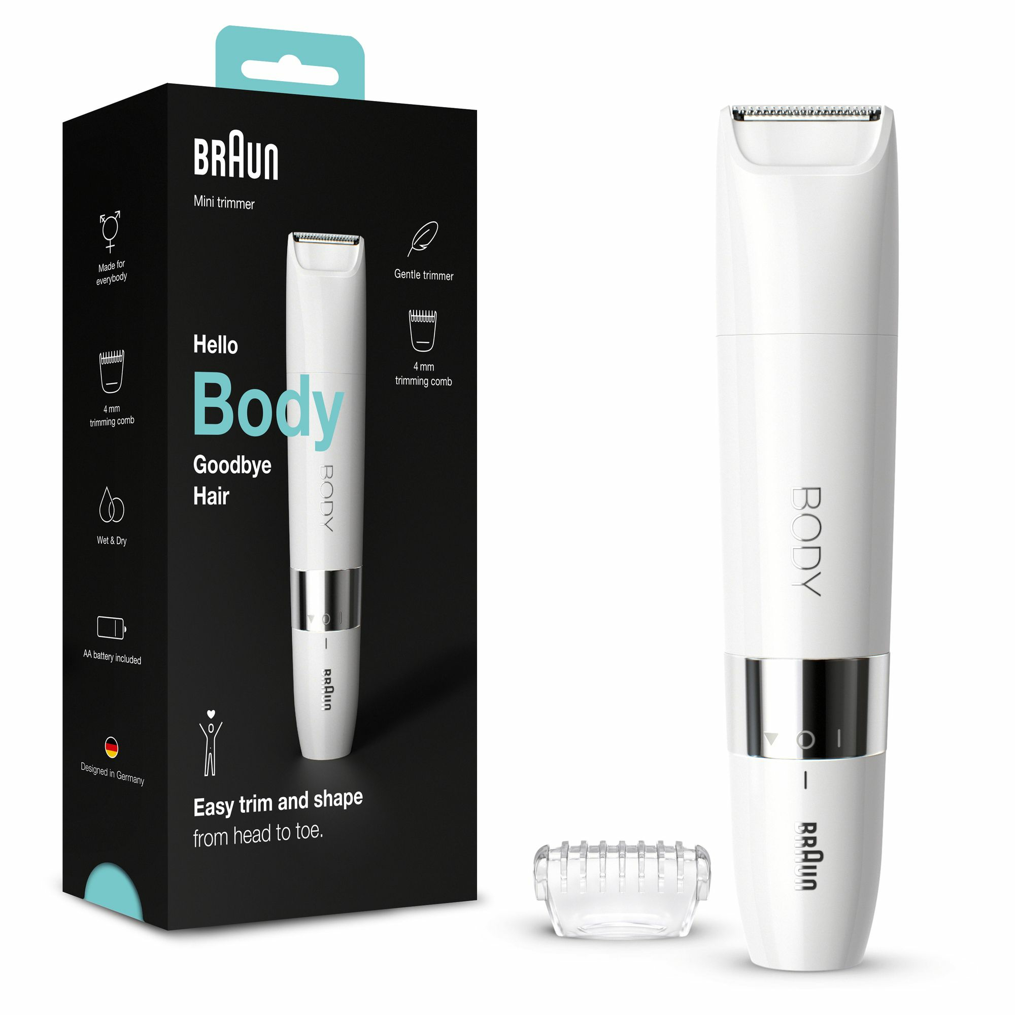 Braun Body BS1000 Mini-Körperhaartrimmer (weiÃ/chrom)