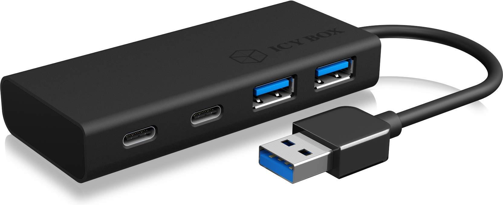ICY BOX Hub USB 3.0 Type-A avec 2 ports Type-C et 2 ports Type-A