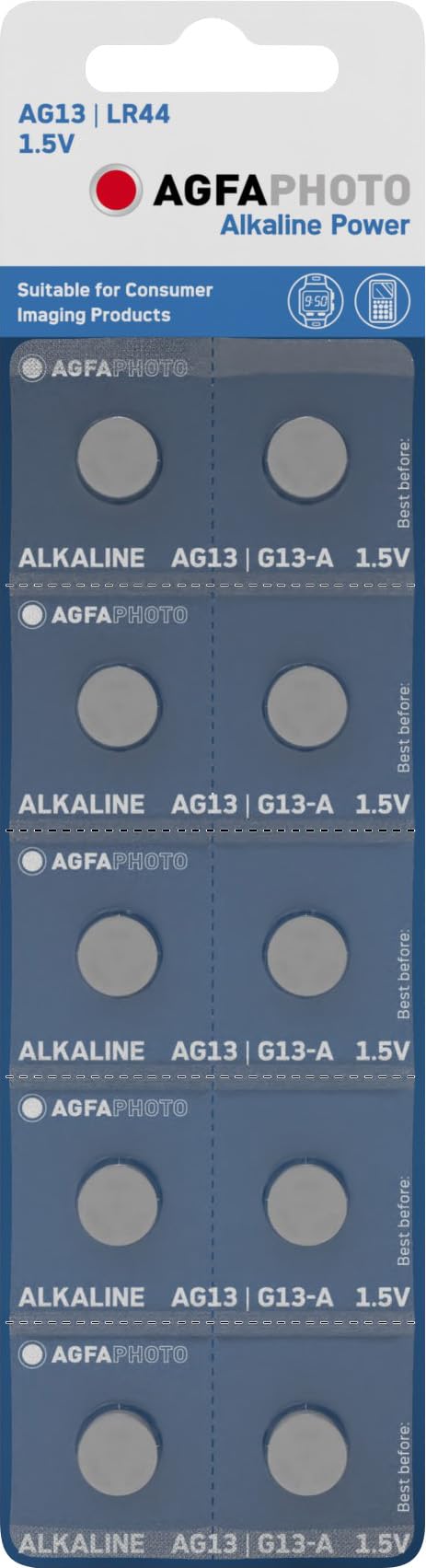 Agfaphoto AgfaPhoto Batterie Knopfzelle LR44 V13GA 1.5V Alkaline 10St.