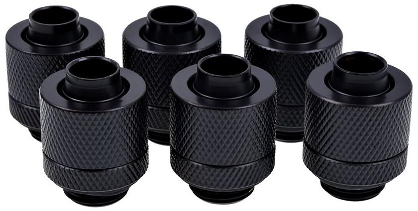 Alphacool Lot de 6 Raccords à compression pour Tube Ø10/13mm - G1/4 Eiszapfen (Noir)
