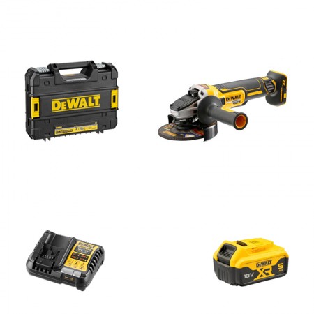 DeWalt Meuleuse Ø125 mm 18V DCG405NT-XJ + 1 batterie 18V 5 Ah + 1 chargeur DCB1104-QW