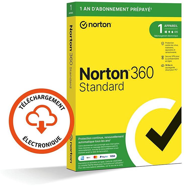 Norton logiciel antivirus et optimisation 360 standard 10go se 1 poste