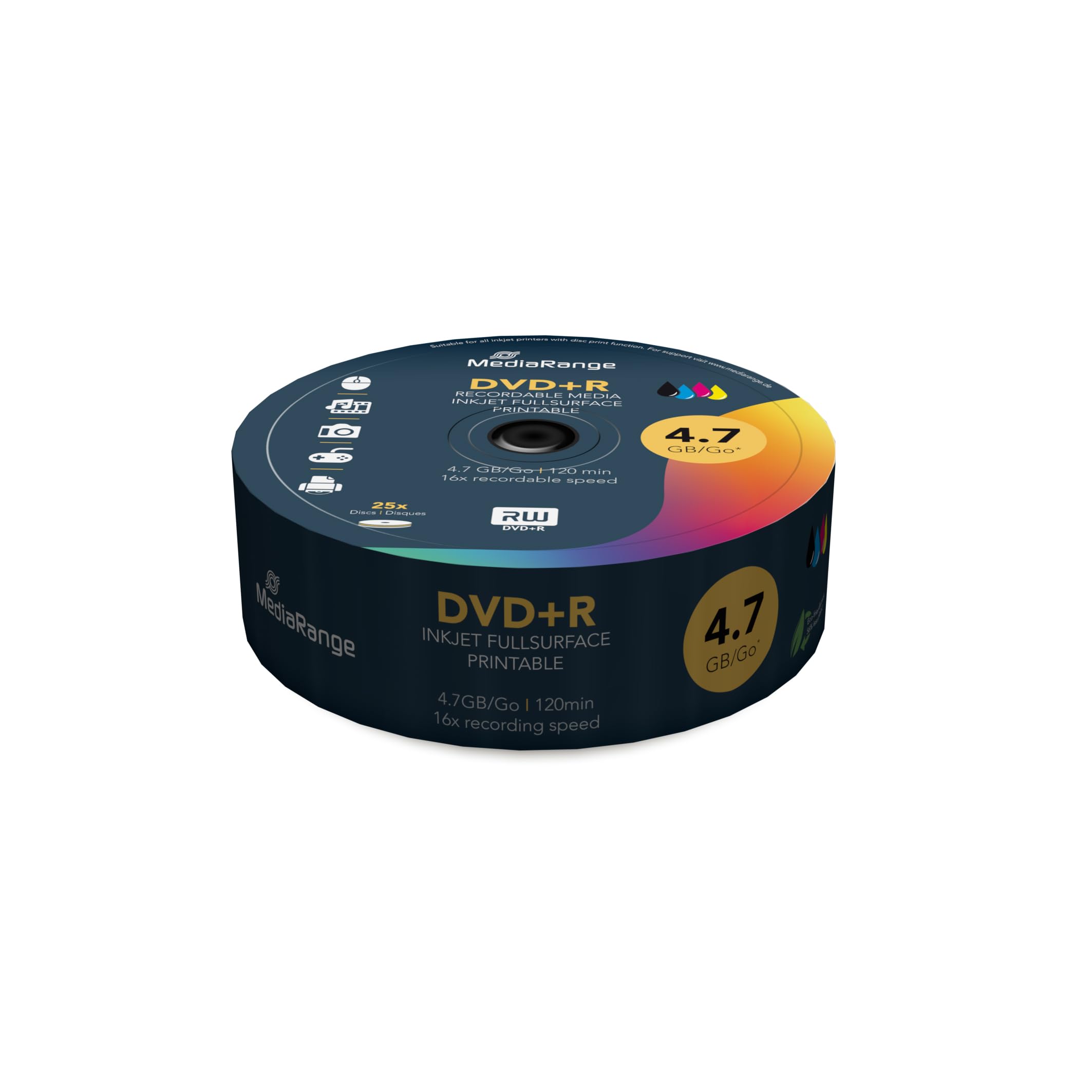 MediaRange DVD+R 4.7GB  25pcs Spindel 16x Inkjet Full Printa